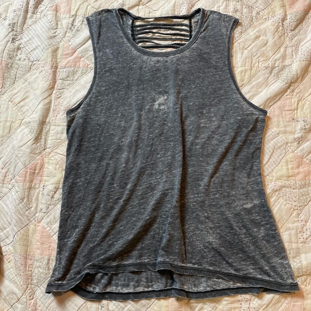 betsy johnson gray athletic ladder back performance activewear tank top large